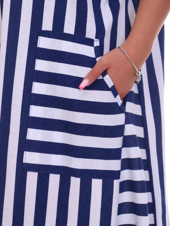 Платье женское, синяя полоска, большие размеры