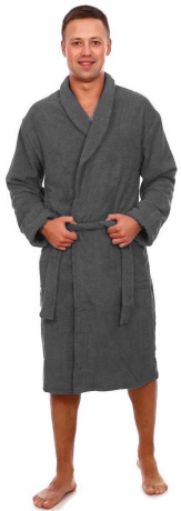 Махровый халат светло-серый