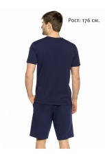 Мужской комплект темно-синий &quot;Я буду тебя бесить&quot; (шорты, рост 176)