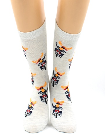 Носки мужские Лось на байке (х/б)