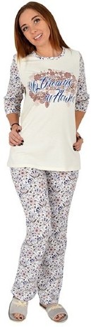 Пижама женская футер с начесом и цветочным принтом
