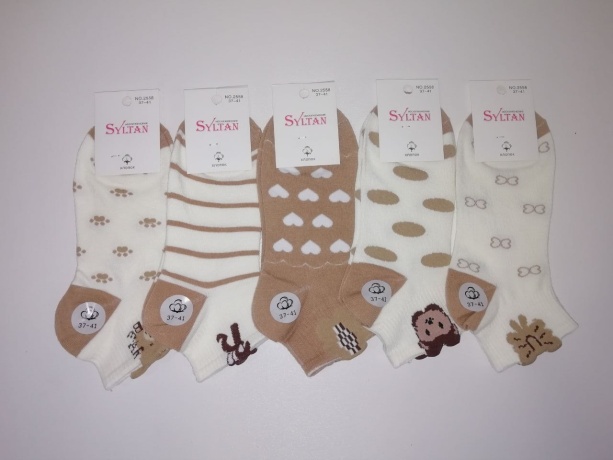 Женские носки укороченные с рисунками ассорти