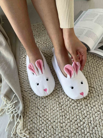 Женские тапочки-балетки "Зайки"