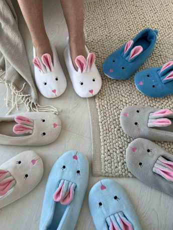 Женские тапочки-балетки "Зайки"