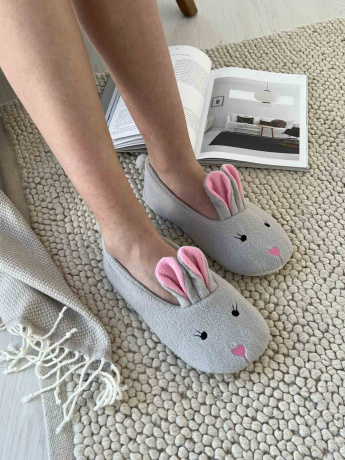 Женские тапочки-балетки "Зайки"