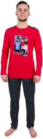 Мужской комплект красный со спортивными автомобилями