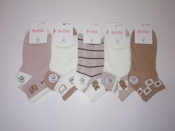 Женские носки укороченные с мишками, ассорти