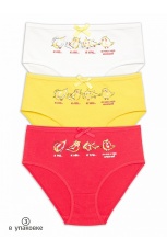 Трусики для девочек с высокой посадкой с птичками (3 штук, рост 86-110)