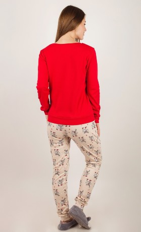 Костюм женский красный с оленями