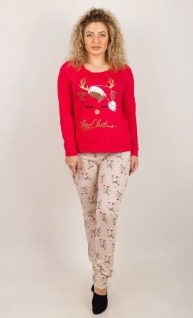 Костюм женский красный с оленями