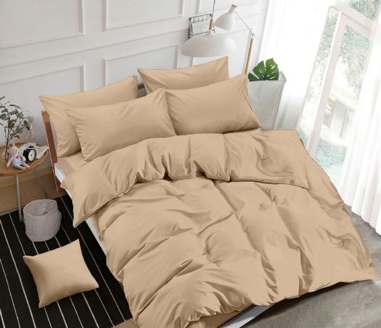 Постельное белье из поплина однотонного, цвет кофе
