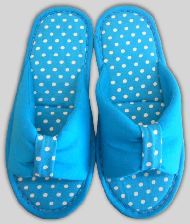Женские тапочки кулирка открытый нос в горох