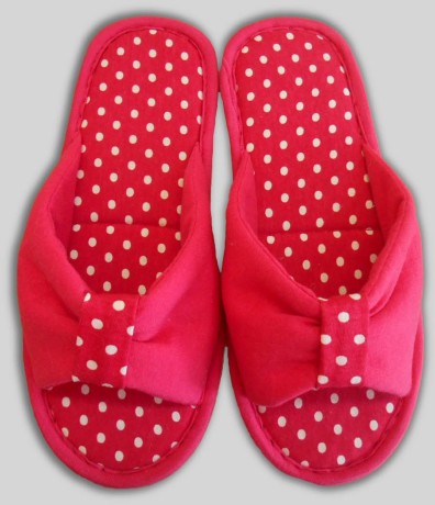 Женские тапочки кулирка открытый нос в горох