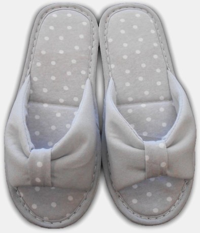 Женские тапочки кулирка открытый нос в горох