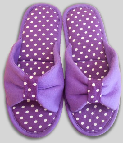 Женские тапочки кулирка открытый нос в горох