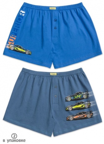 Трусы для мальчиков с машинками, синий/серый (2 штук, рост 116-146)