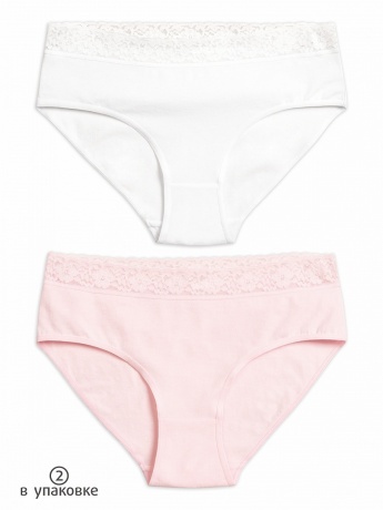 Трусики-слипы для девочек с кружевом по талии (2 штук, рост 116-146)