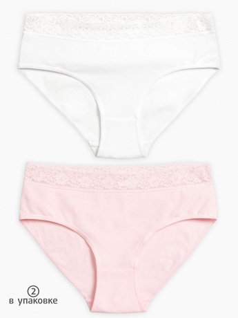 Трусики-слипы для девочек с кружевом по талии (2 штук, рост 116-146)