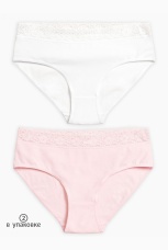 Трусики-слипы для девочек с кружевом по талии (2 штук, рост 116-146)