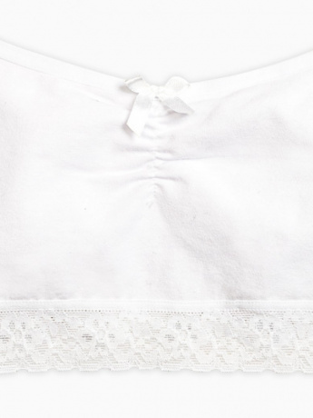 Майка-топ для девочек белая с кружевом по низу (рост 122-146)