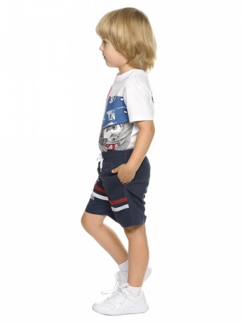 Шорты купальные для мальчика темно-синие с надписью (рост 98-116)