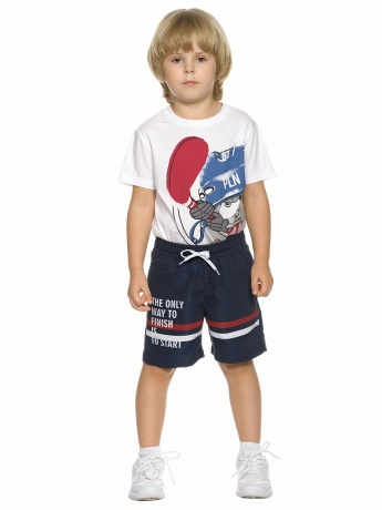 Шорты купальные для мальчика темно-синие с надписью (рост 98-116)