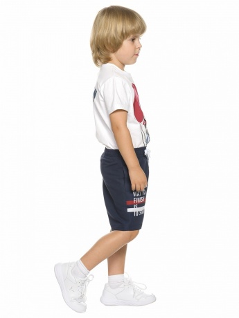 Шорты купальные для мальчика темно-синие с надписью (рост 98-116)