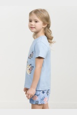 Комплект для девочек голубой с зайками и бабочками (рост 86-110)