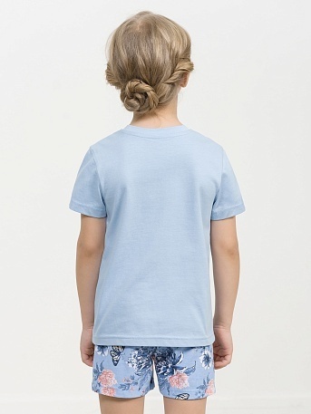 Комплект для девочек голубой с зайками и бабочками (рост 86-110)