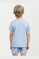 Комплект для девочек голубой с зайками и бабочками (рост 86-110)