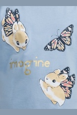 Комплект для девочек голубой с зайками и бабочками (рост 86-110)