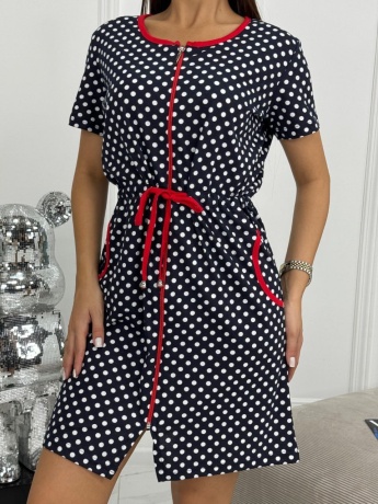 Халат женский черный в горошек