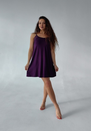 Сорочка женская из вискозы свободного кроя, баклажан