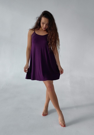 Сорочка женская из вискозы свободного кроя, баклажан