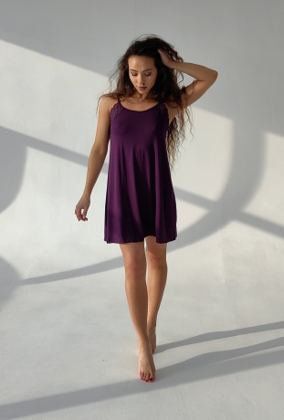 Сорочка женская из вискозы свободного кроя, баклажан