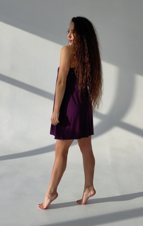 Сорочка женская из вискозы свободного кроя, баклажан