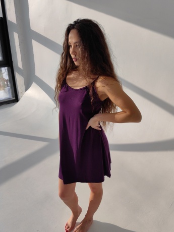 Сорочка женская из вискозы свободного кроя, баклажан