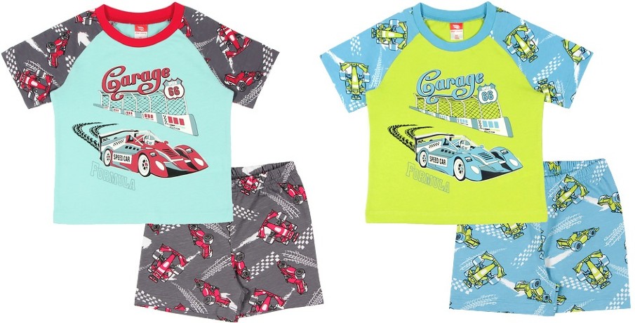 Комплект для мальчика футболка и шорты с гоночными машинками