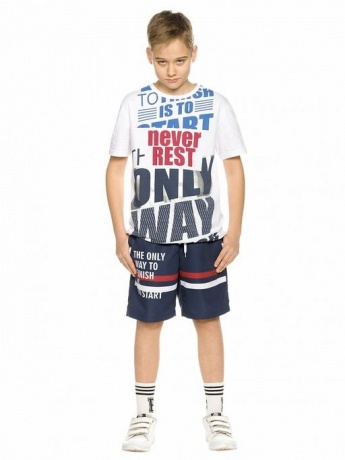 Шорты купальные для мальчика темно-синие с надписью (рост 122-146)