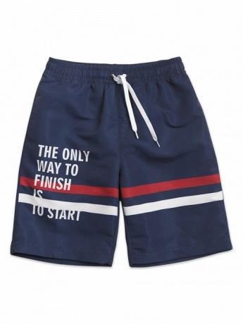 Шорты купальные для мальчика темно-синие с надписью (рост 122-146)