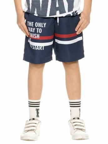 Шорты купальные для мальчика темно-синие с надписью (рост 122-146)