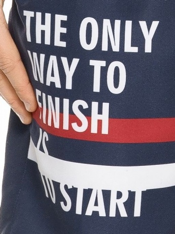 Шорты купальные для мальчика темно-синие с надписью (рост 122-146)