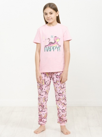 Комплект для девочек розовый с кошечкой (брюки)