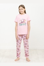 Комплект для девочек розовый с кошечкой (брюки)