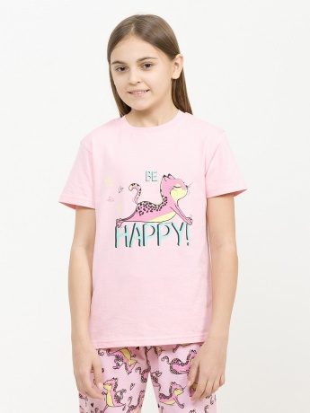 Комплект для девочек розовый с кошечкой (брюки)