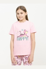 Комплект для девочек розовый с кошечкой (брюки)