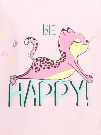 Комплект для девочек розовый с кошечкой (брюки)