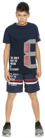 Шорты купальные для мальчика темно-синие с надписью (рост 152-164)