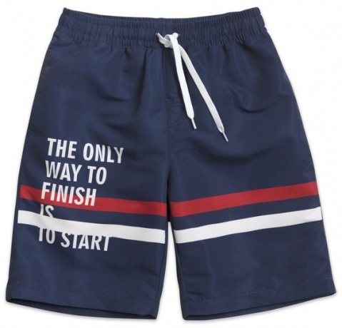 Шорты купальные для мальчика темно-синие с надписью (рост 152-164)