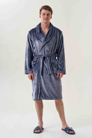 Мужской халат велсофт, серый